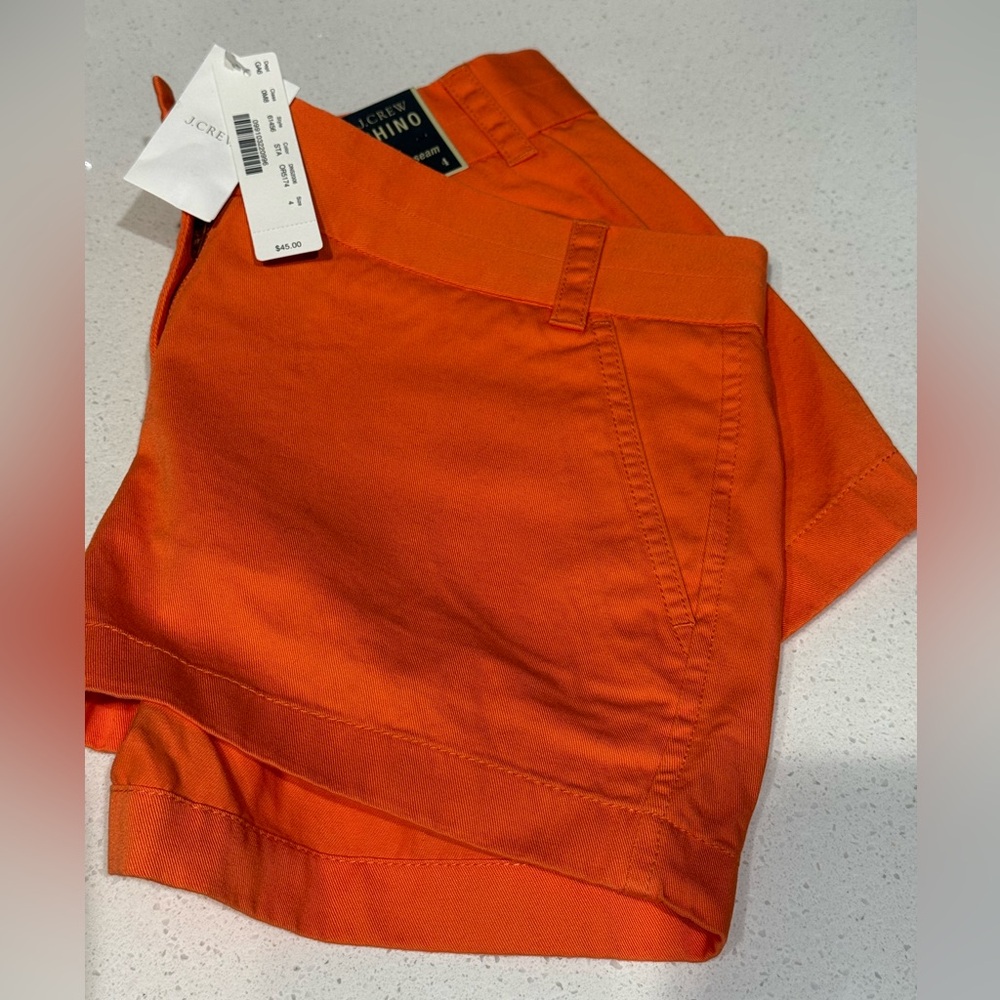 J.Crew NWT ladies Vibrant Orange Chino Shorts size 4 (3 inch inseam)